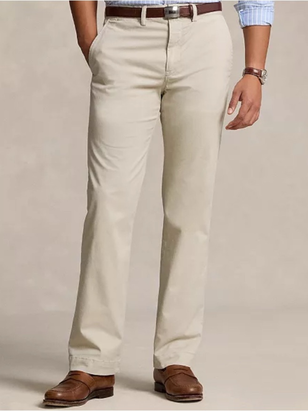 Polo by‎ Ralph Lauren Men's Beige Khaki Chinos Stretch Classic Fit 40/32 Cotton